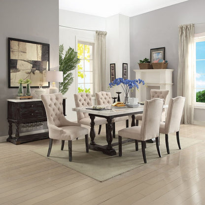 Gerardo - Side Chair (Set of 2) - Beige Linen & Weathered Espresso
