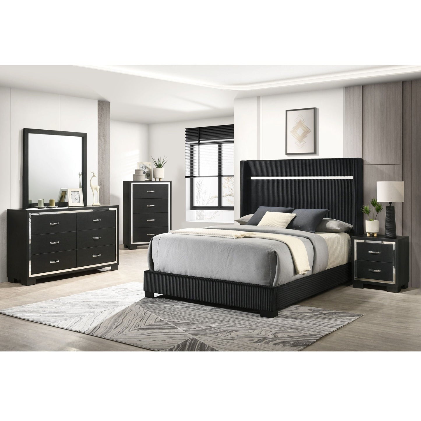 4 Drawer Bedroom Chest With Handles Furniture - Black