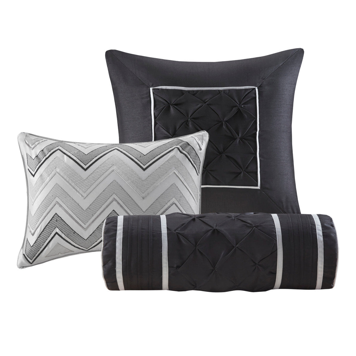 7 Piece Tufted Comforter Set Grey King