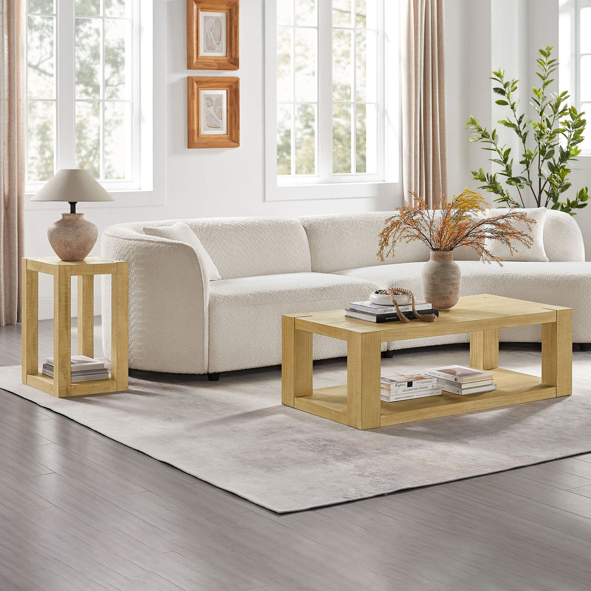 2-Piece Modern Rectangle Coffee Table Set