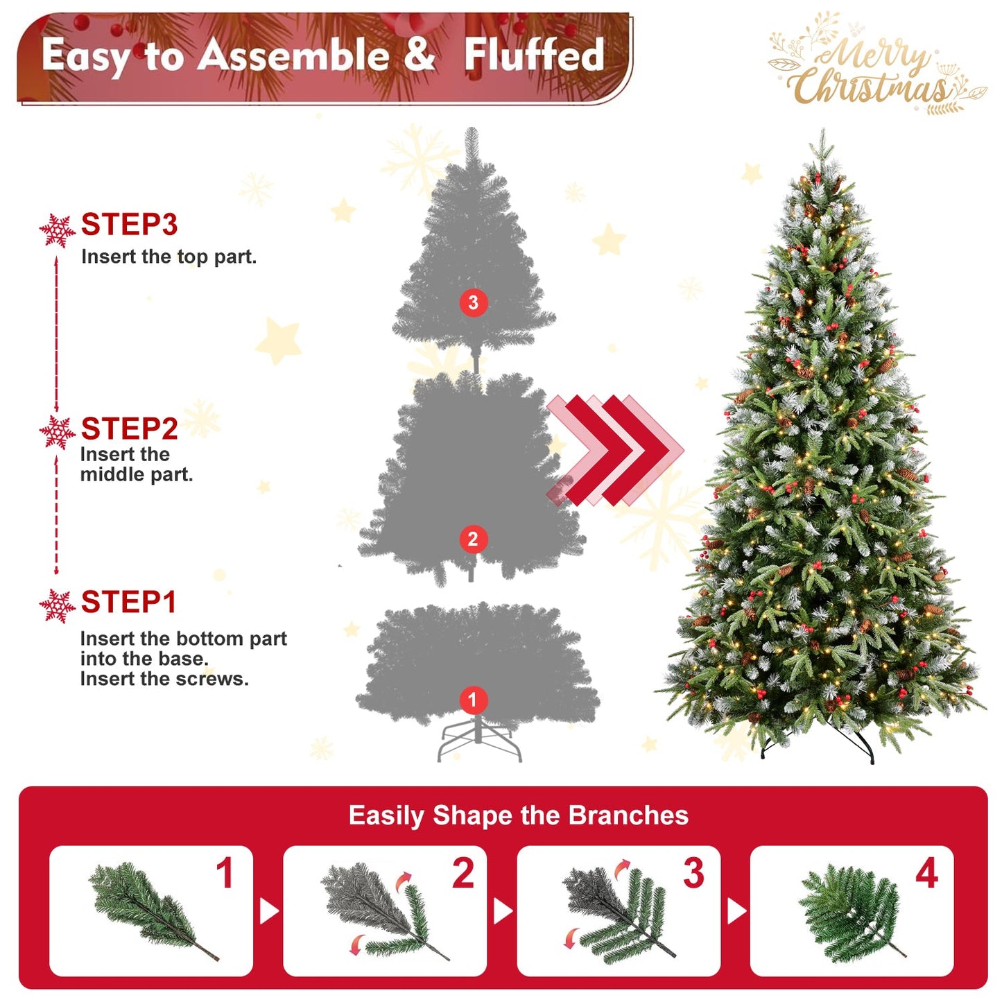 9FT Christmas Tree with 750 Warm Lights