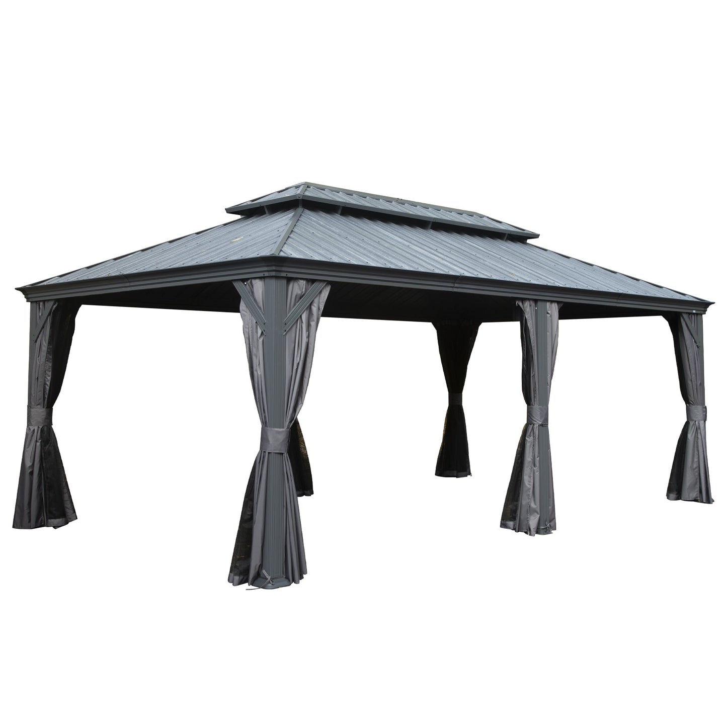 12' x 18' Hardtop Metal Gazebo with Double Roof Canopy