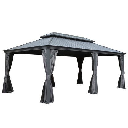 12' x 18' Hardtop Metal Gazebo with Double Roof Canopy