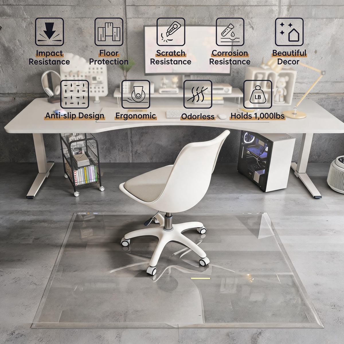 Tempered Glass Beveled Edge Chair Mat