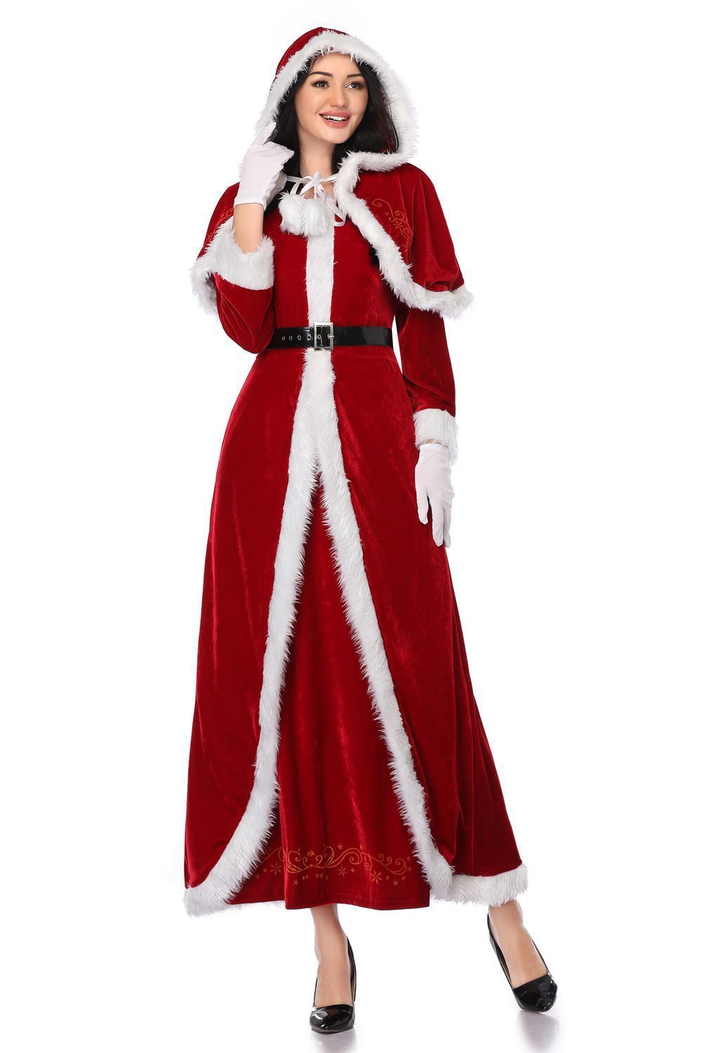New red and white warm cozy cute long Christmas Robe for women