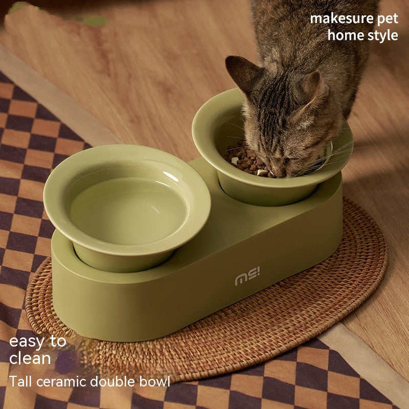 Cat Dog Ceramic Double Bowl