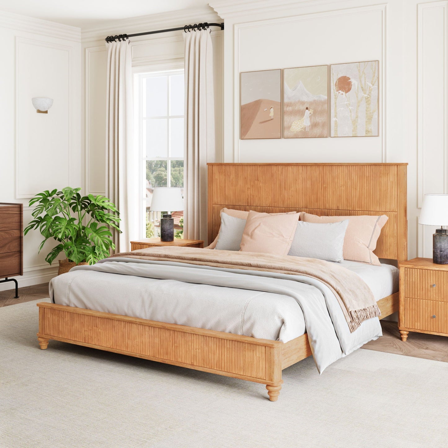 Platform Bed Frame With Tall Headboard