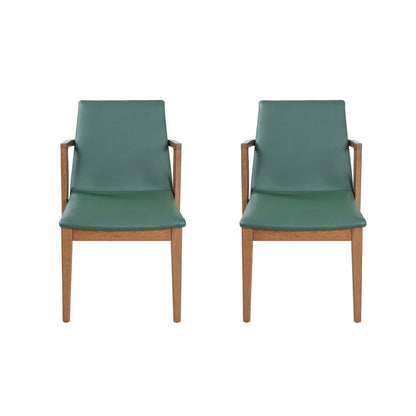 Dining Chairs (Set of 2) - Green / Walnut
