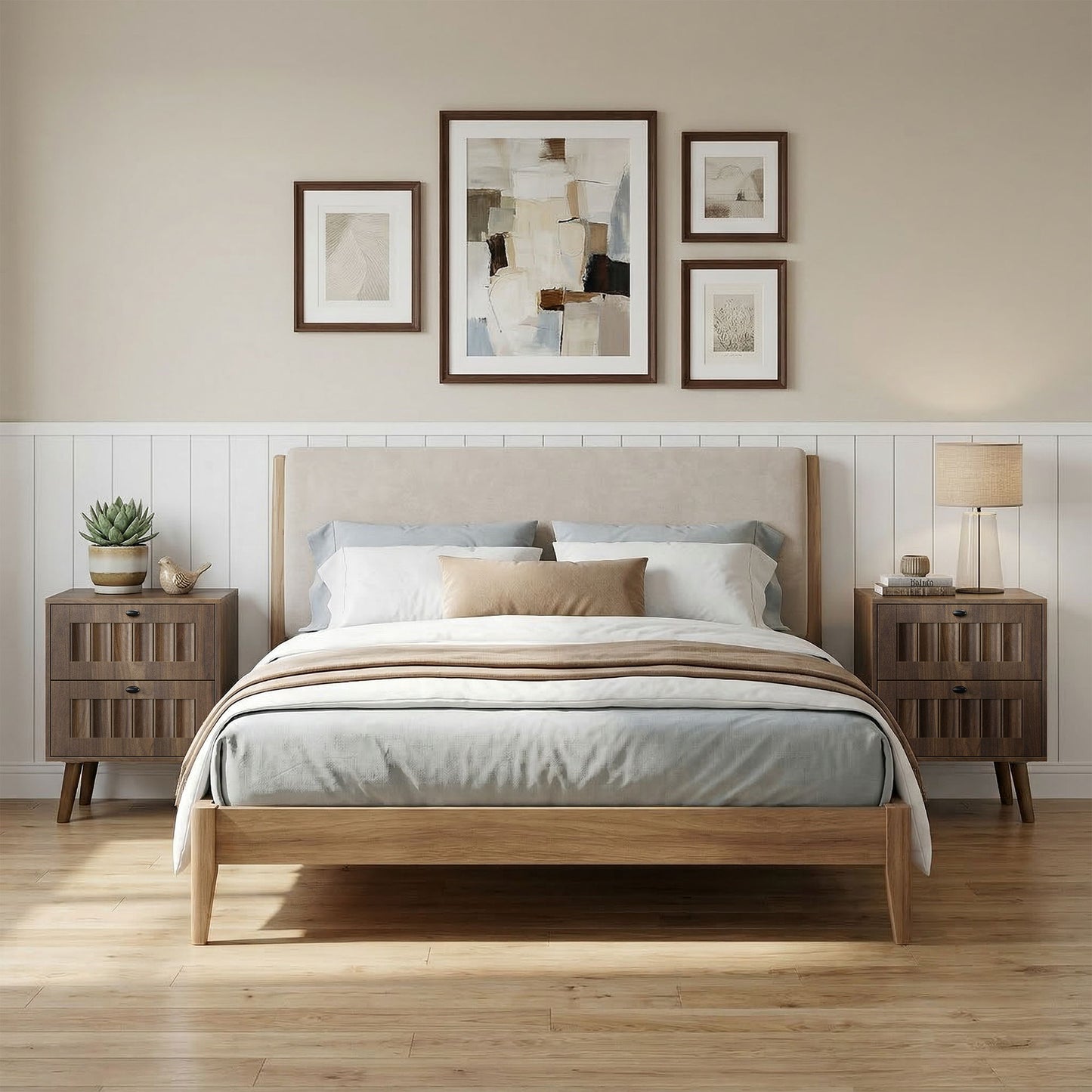 Double Drawer Bedside Table (Set of 2) - Walnut