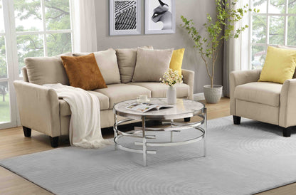 Elegant Round Table With Sintered Stone Top & Sturdy Metal Frame