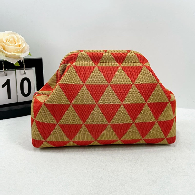 Womens Knitted Bag Striped Clutch