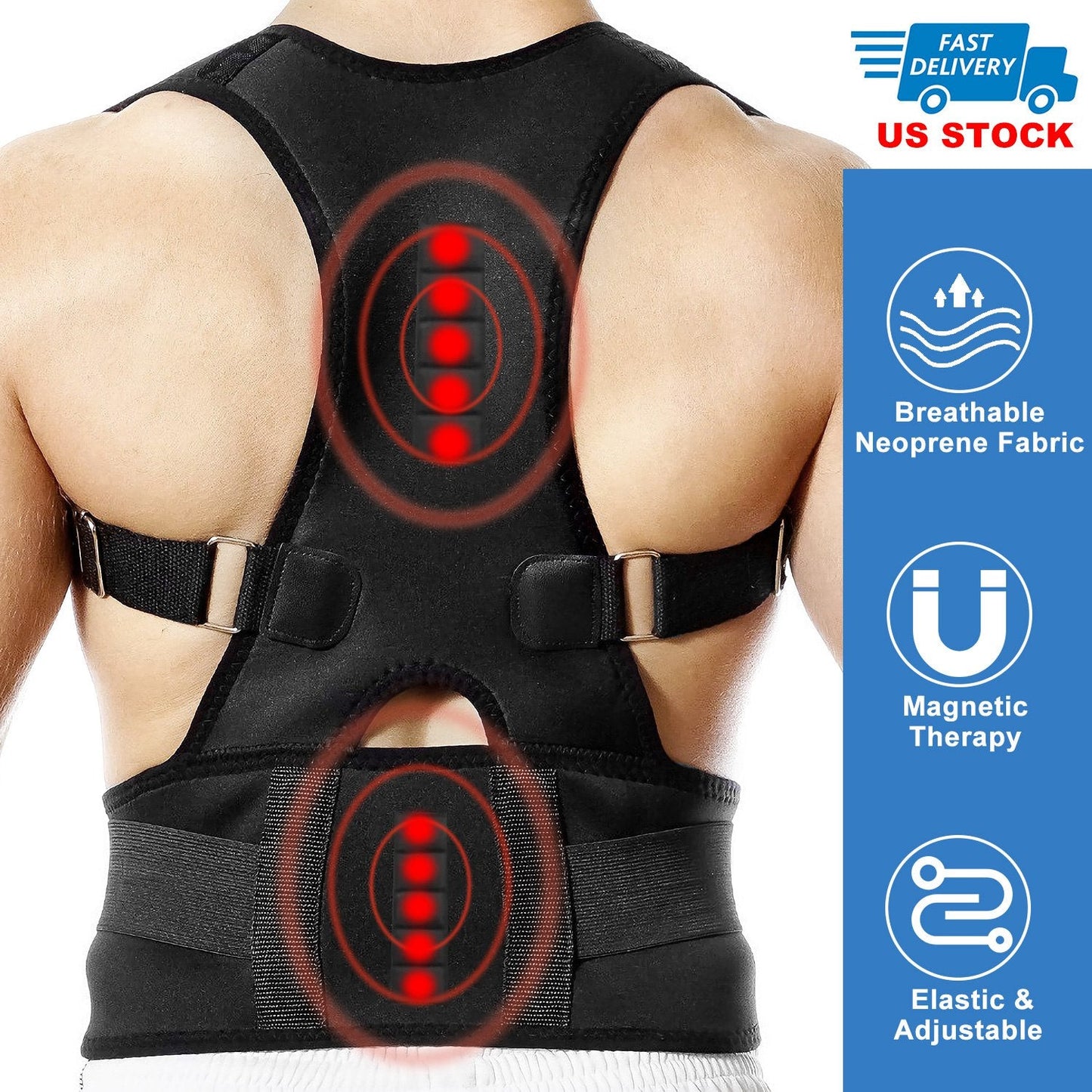 Posture Corrector Back Brace with Magnetic Lumbar Support