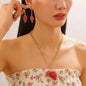 Sweet Strawberry Pendant Necklace Women Cute Exaggerated Fruit Earrings
