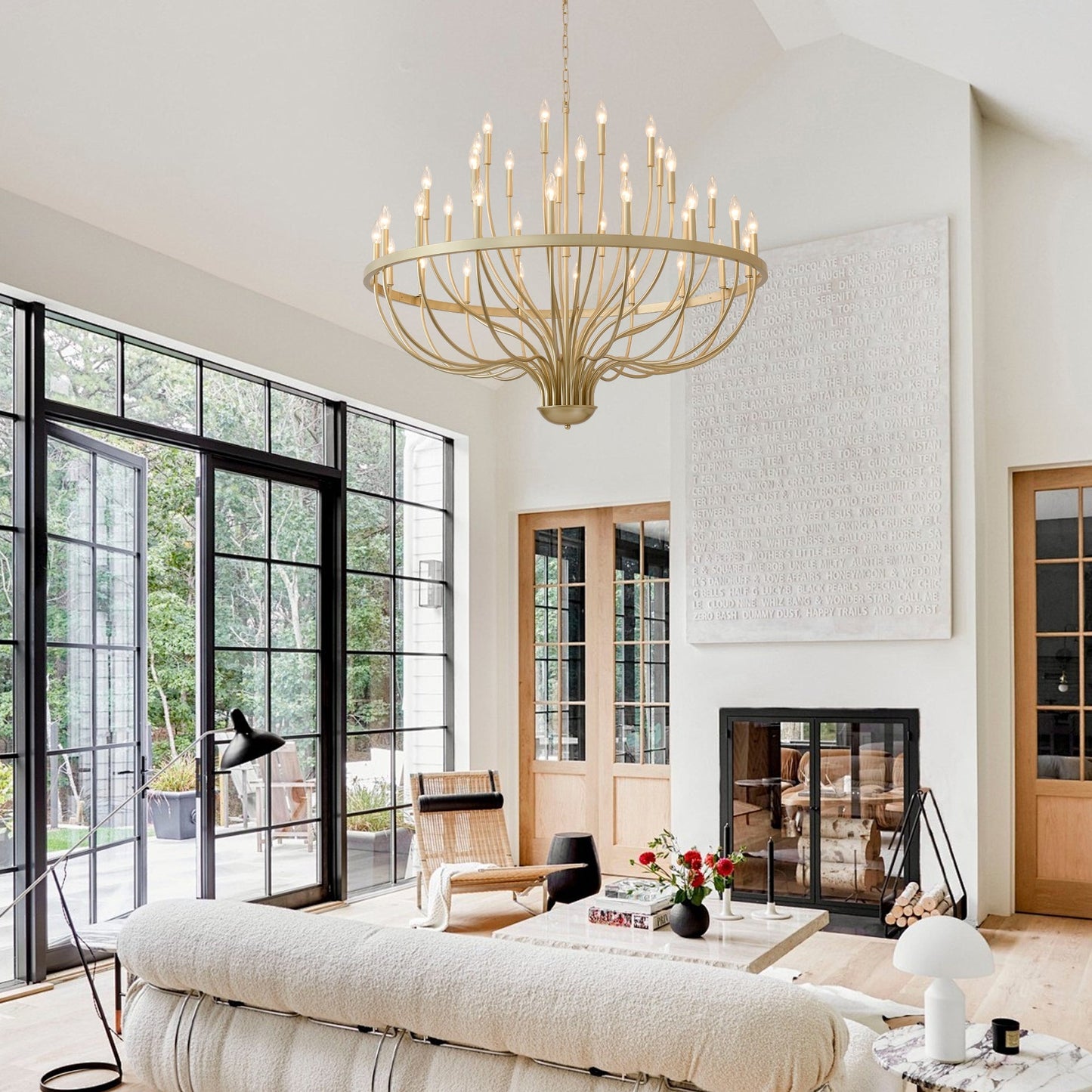 36-Light Gold Industrial Iron Candle Chandelier