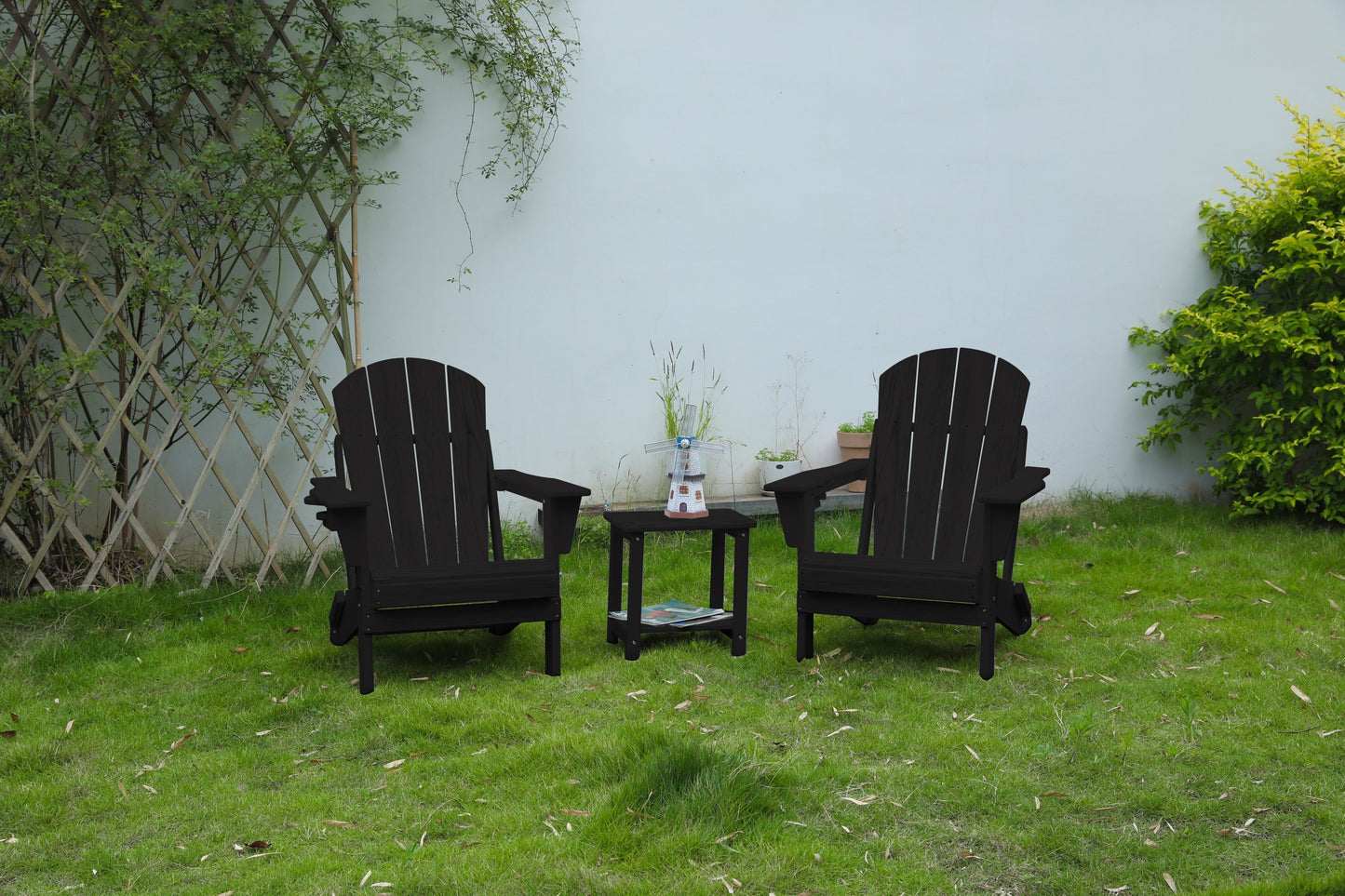 Folding Adirondack Chair with Side Table, 3-Piece Set