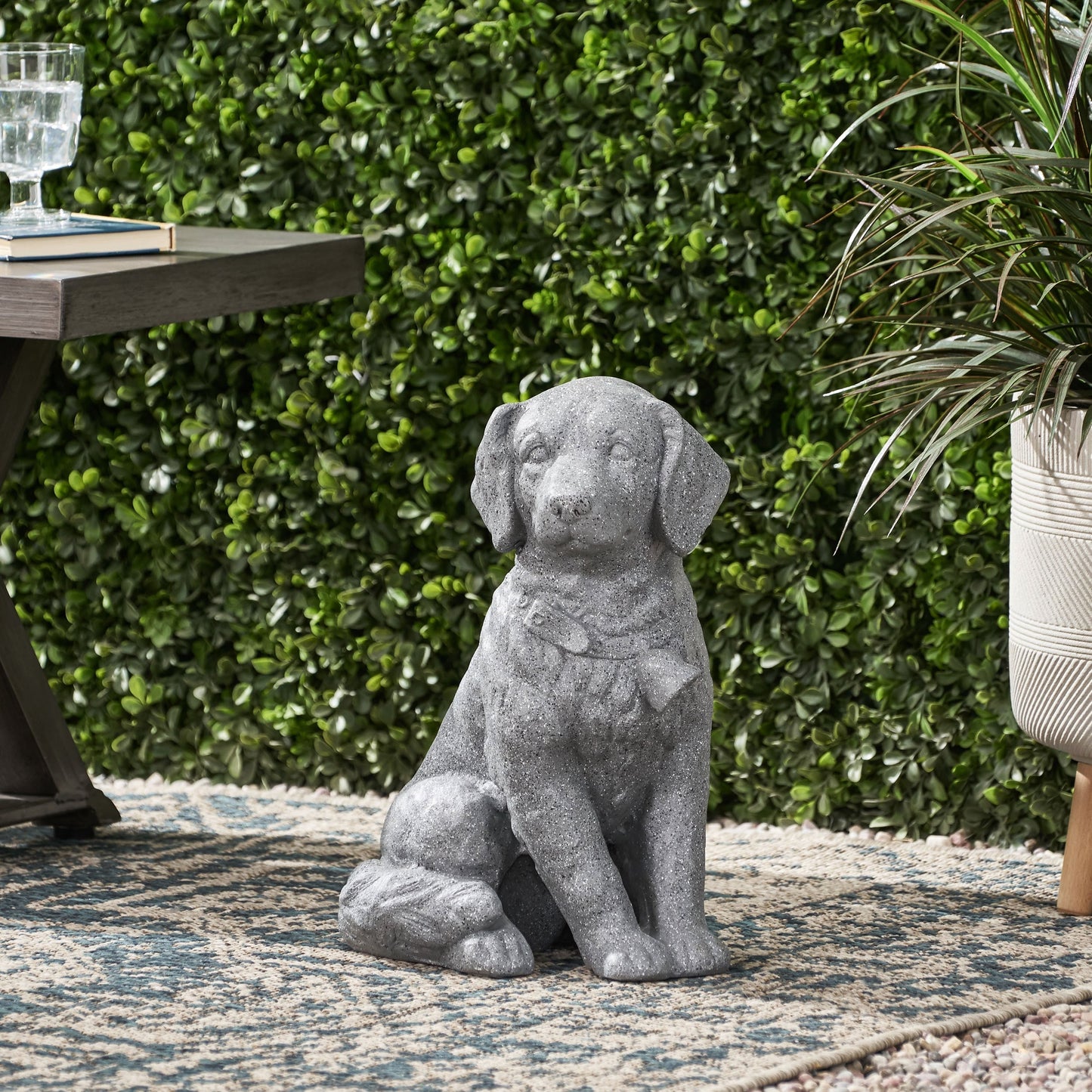 MGO Dog Statue, Outdoor Stone Gray