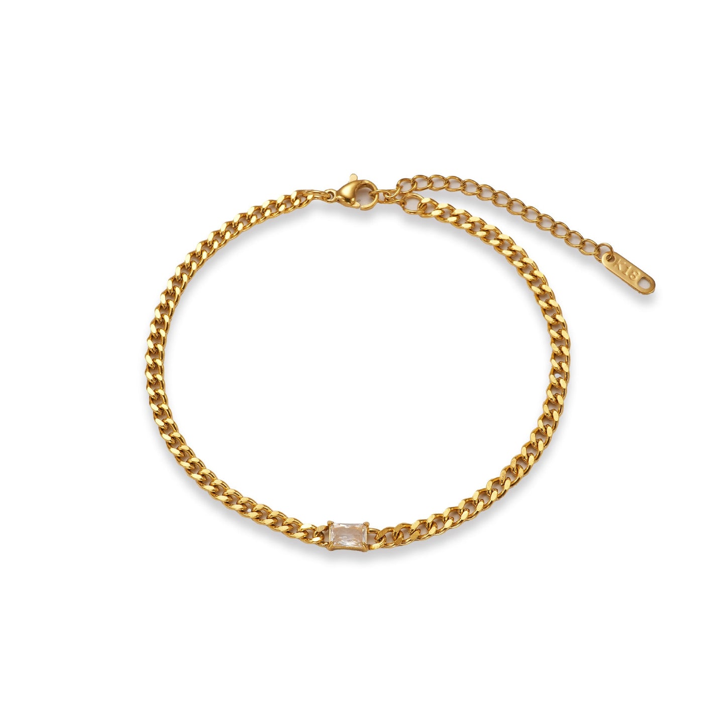 Fashion Titanium Steel Matte Chain Water Drop Zircon Bracelet Set