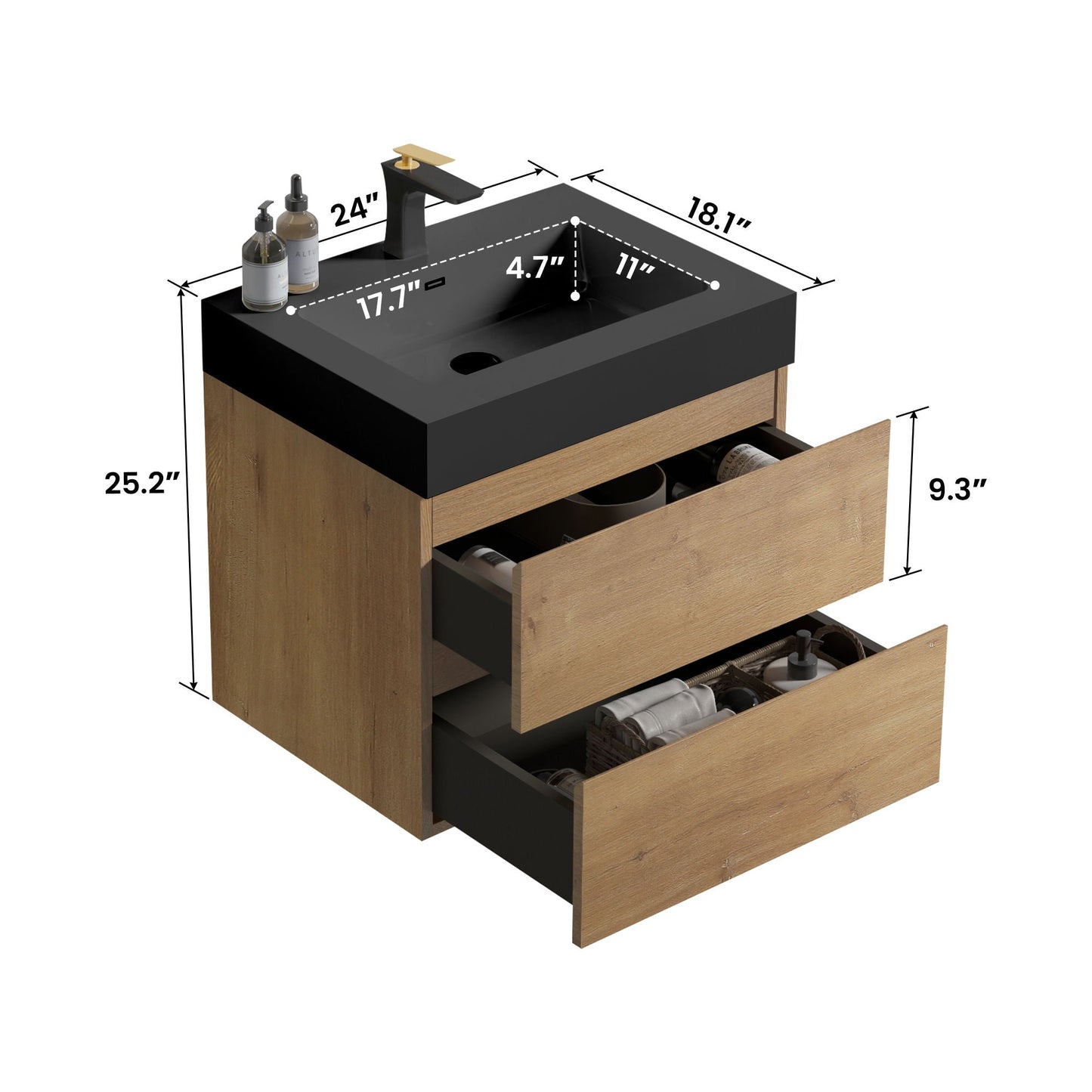 Alice Natural Oak Bathroom Vanity With Sink