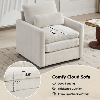 Cozy Upholstered Cushion Armchair For Living Room