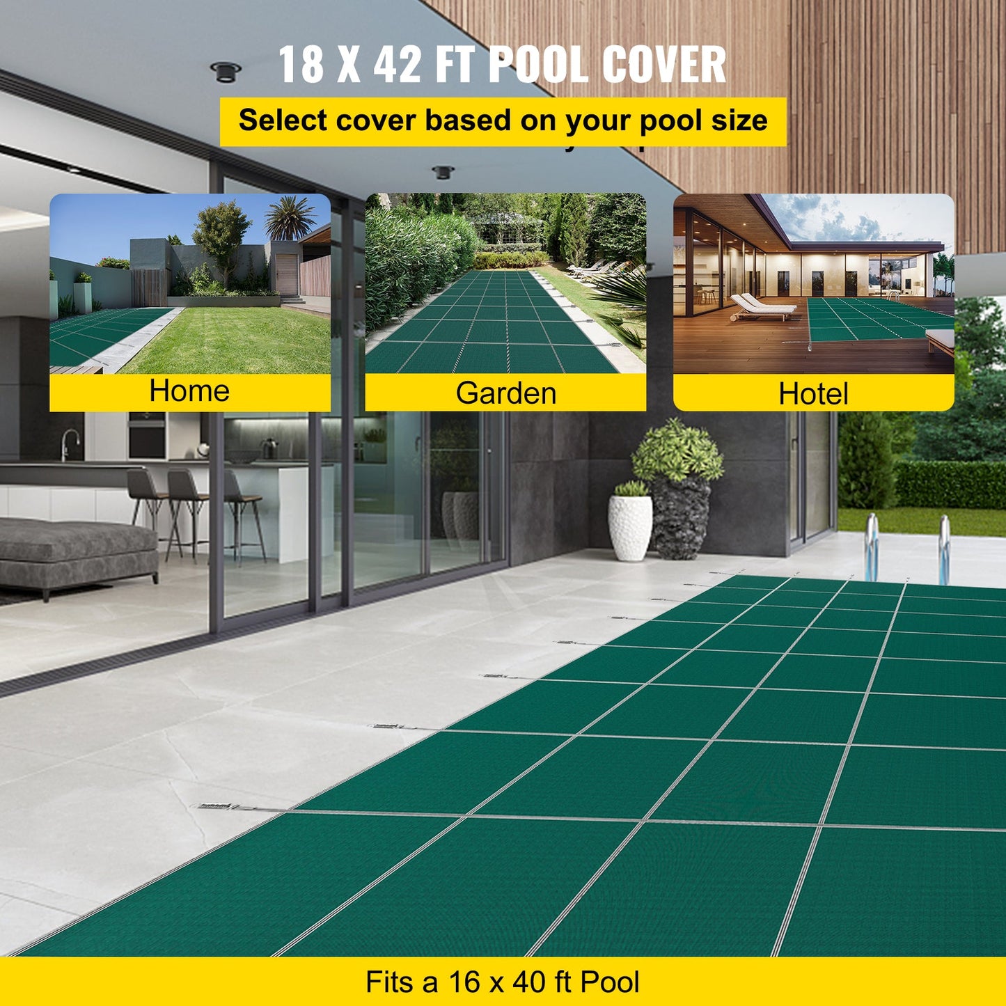 Pool Safety Cover 16x40 Ft, Inground Rectangle Cover