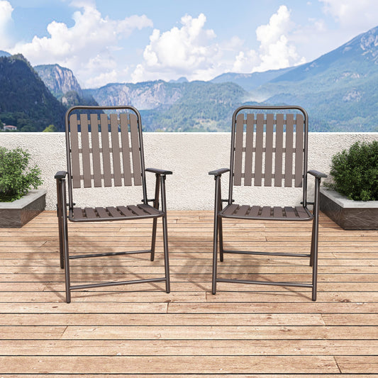 Brown 2-Piece Folding Chair, No Assembly Required