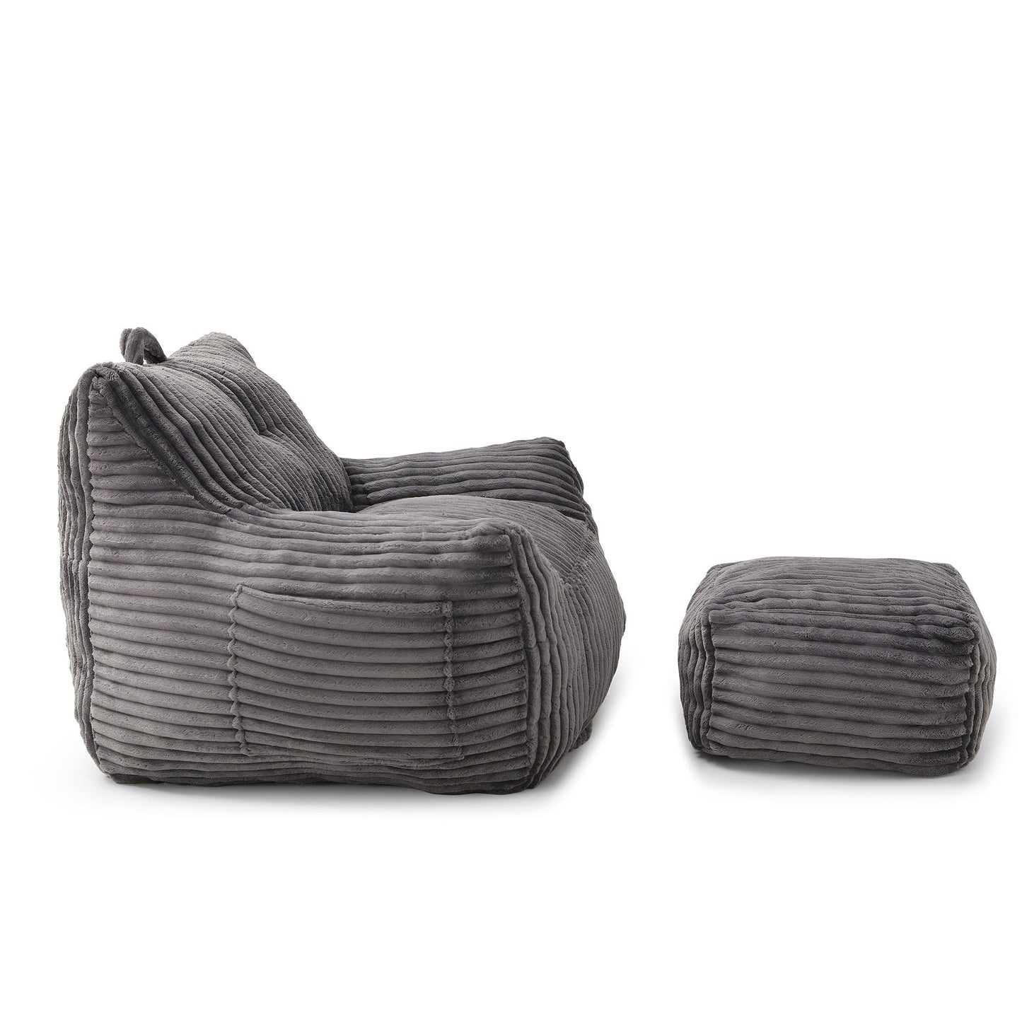 Giant Bean Bag Chair With Armrests And Footstool