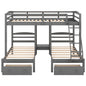 Full Over Twin & Twin Bunk Bed, Triple Bunk Bed With Drawers - Gray
