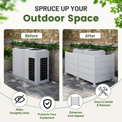 50" W x 49" H Outdoor Privacy Screen, Air Conditioner Fence, All-Weather Vinyl Privacy Fence Screens with Aluminum
