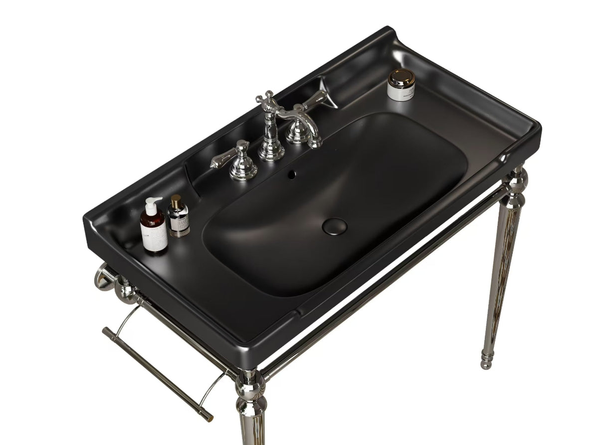 VICI 36" Bathroom Ceramic Basin with 3 Pre-Drilled Holes