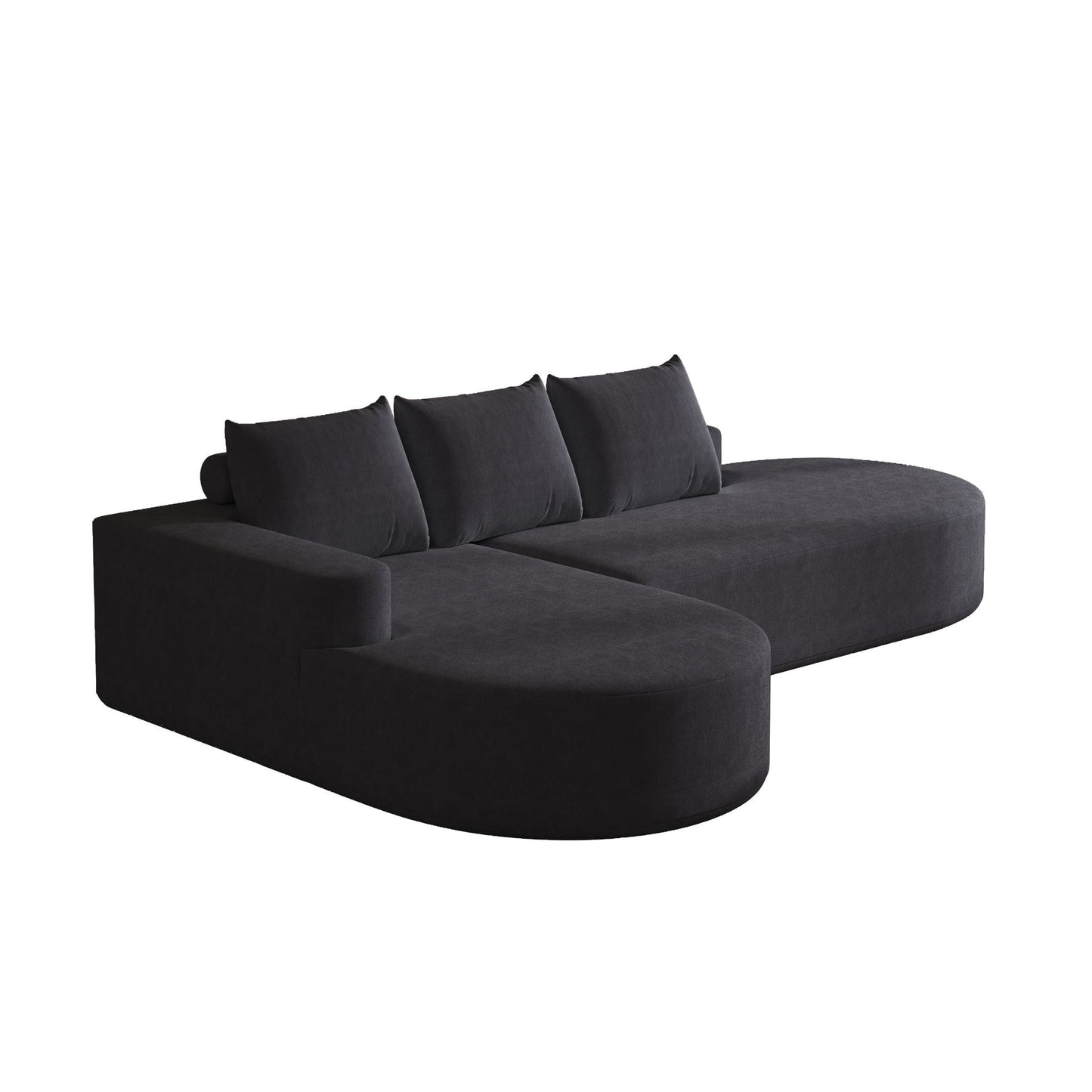 Modern Curved Sofa, L-Shaped Modular Sectional Set With 3 Pillows