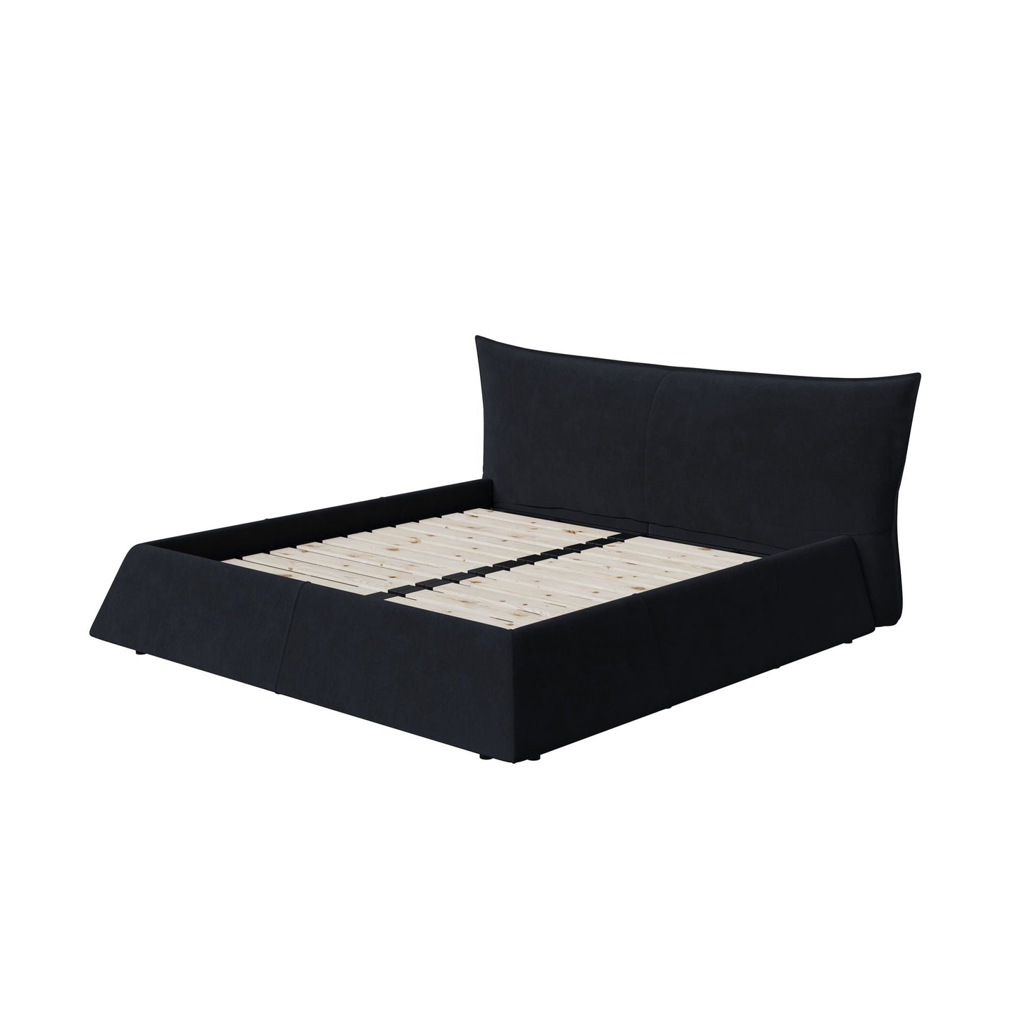 Upholstered Platform Bed With Special Shaped Headboard