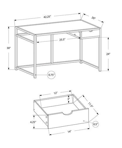 Computer Desk For Home Office, Laptop, 1 Storage Drawer, Contemporary & Modern