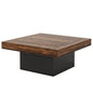 LED Coffee Table With Base, Center Table For Living Room - Rustic Brown