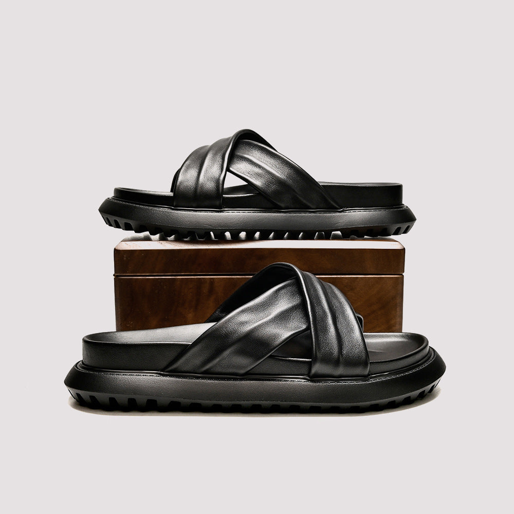 Mens Stylish Casual Cross-strap Beach Sandals With A Soft