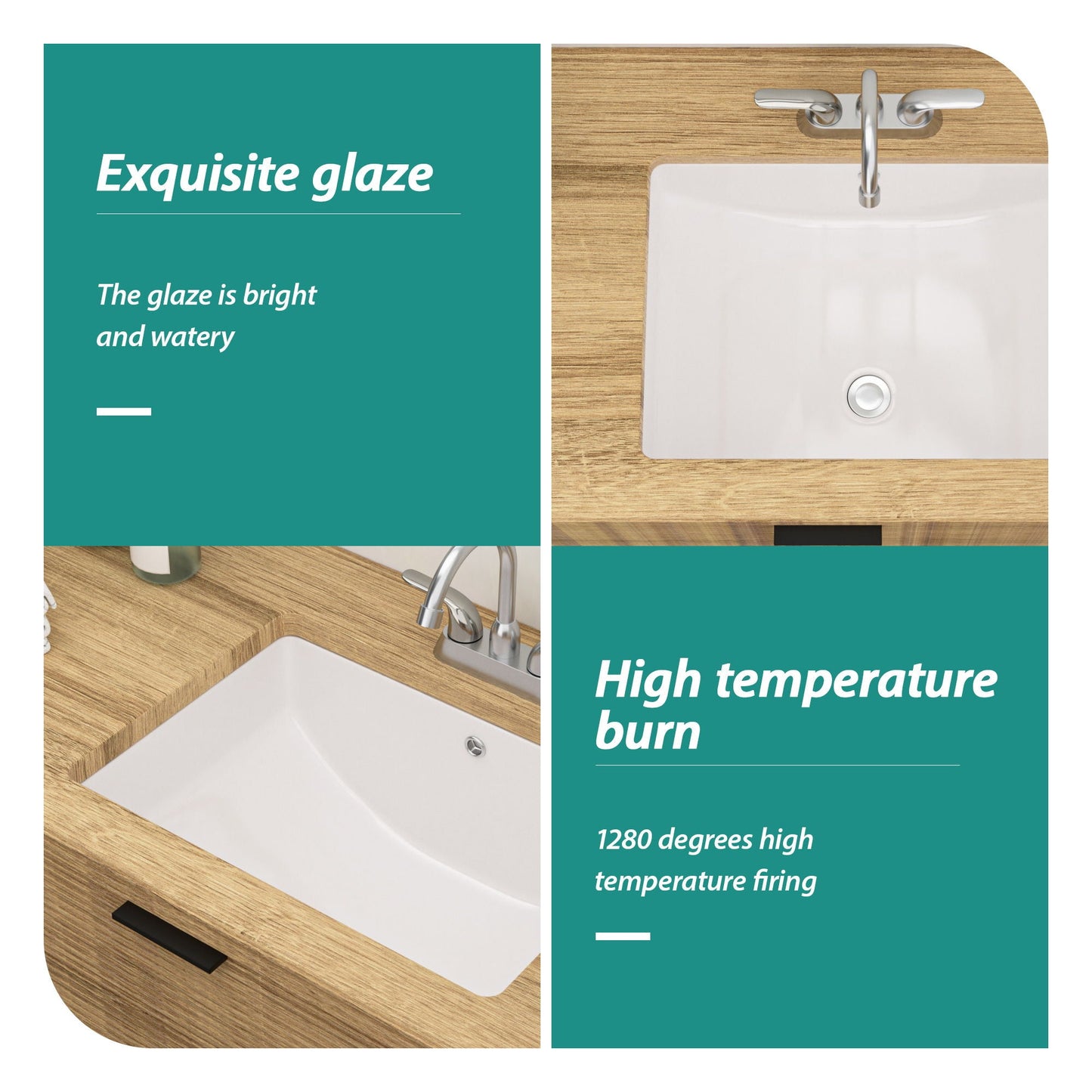 Modern Ceramic Undermount Bathroom Sink With Overflow, High Quality