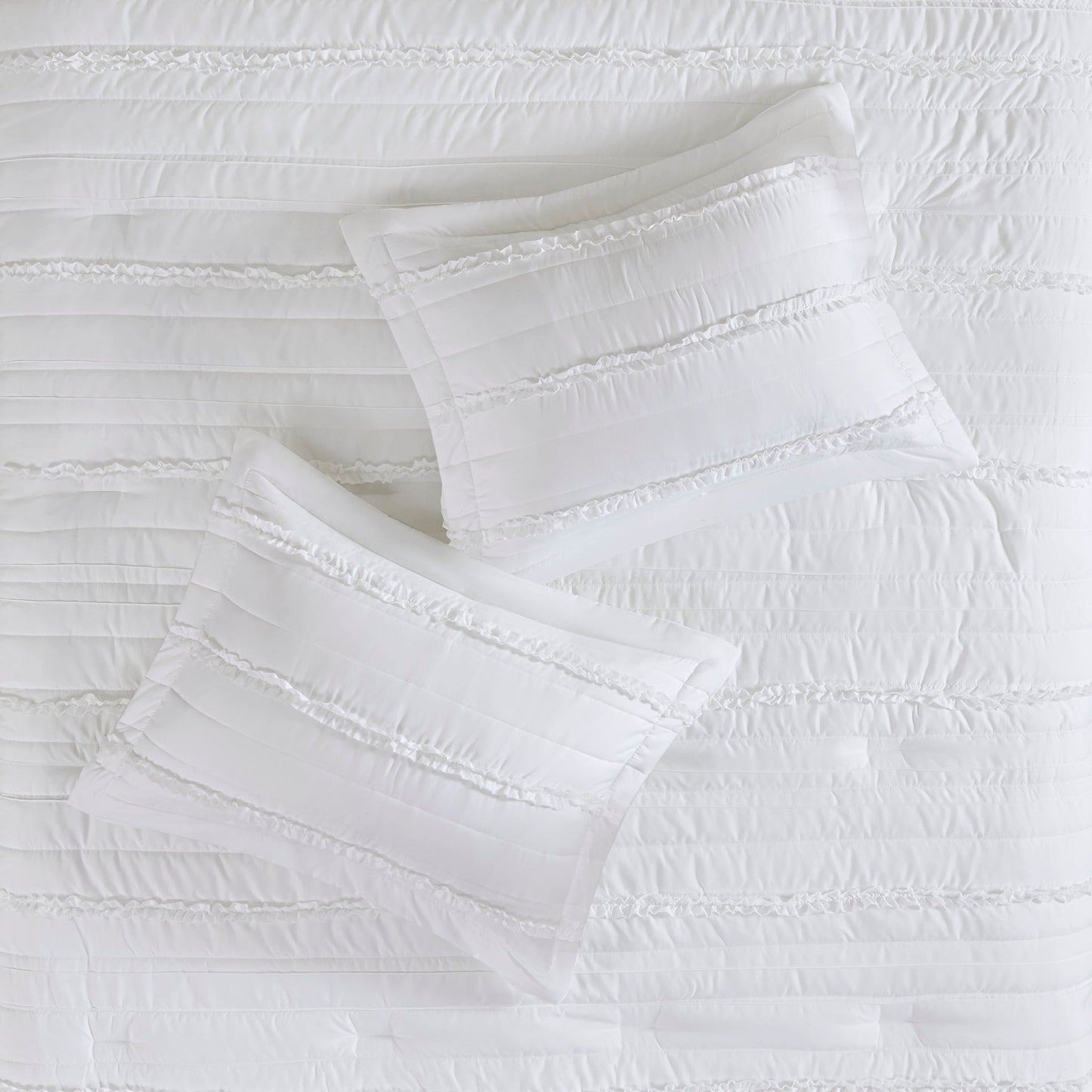 5 Piece Microfiber Ruffled Comforter Set - White California King