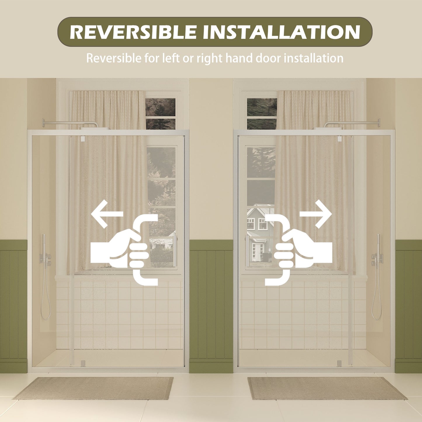 47-49" W × 72" H Pivot Shower Door with Brushed Nickel Finish