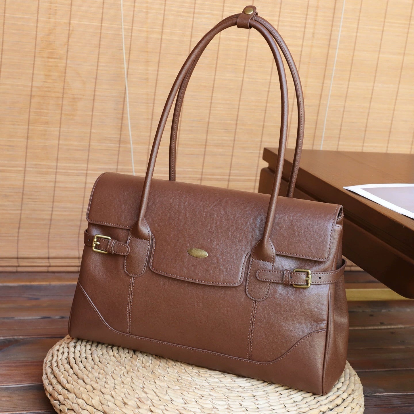 Hot-selling First-layer Cowhide Large-capacity Tote Bag For Women, New Commuter Style, Versatile Single-shoulder Underarm Bag