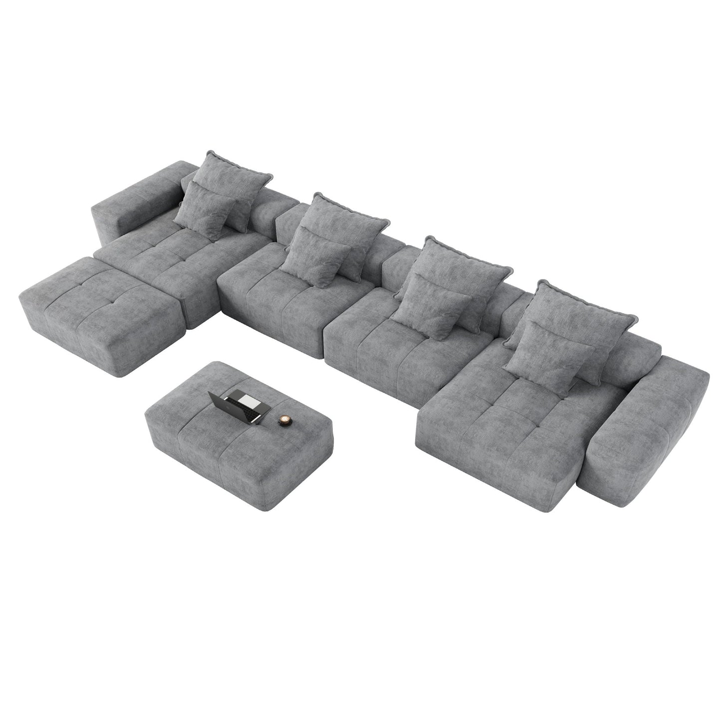 Modern Oversized DIY Combination Modular Sectional Sofa With Pillows