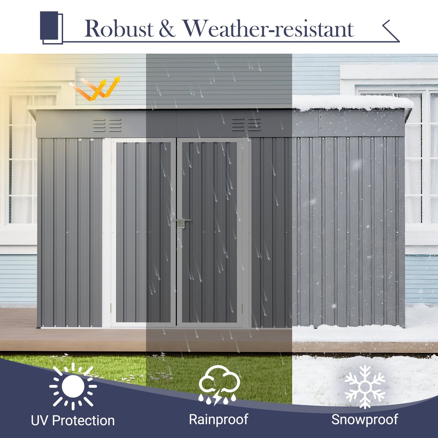 10'x4' Outdoor Metal Storage Shed for Garden Tools Lockable Door With Floor Frame