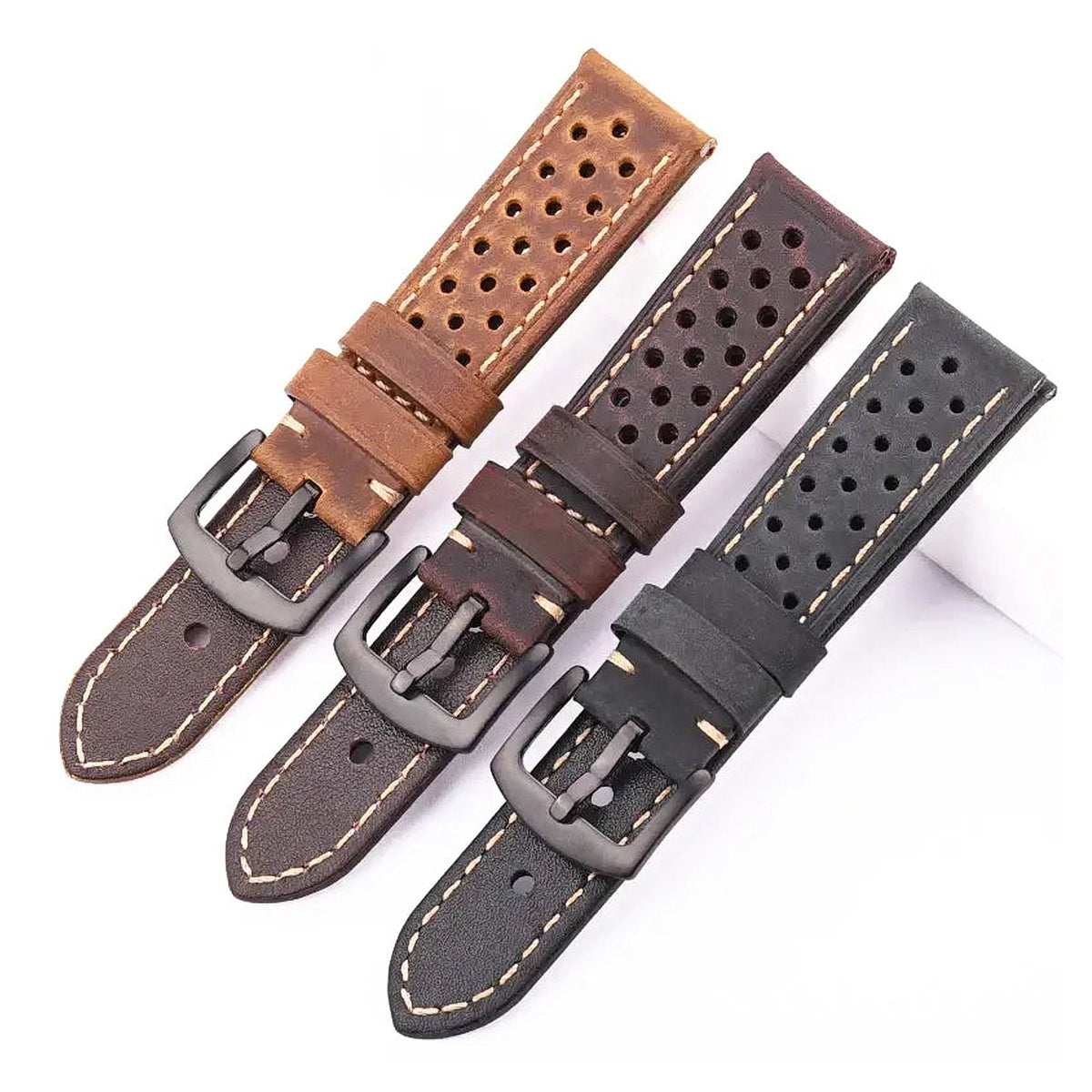 Suunto Race, Vertical & 9 Peak Perforated Leather Rally Band