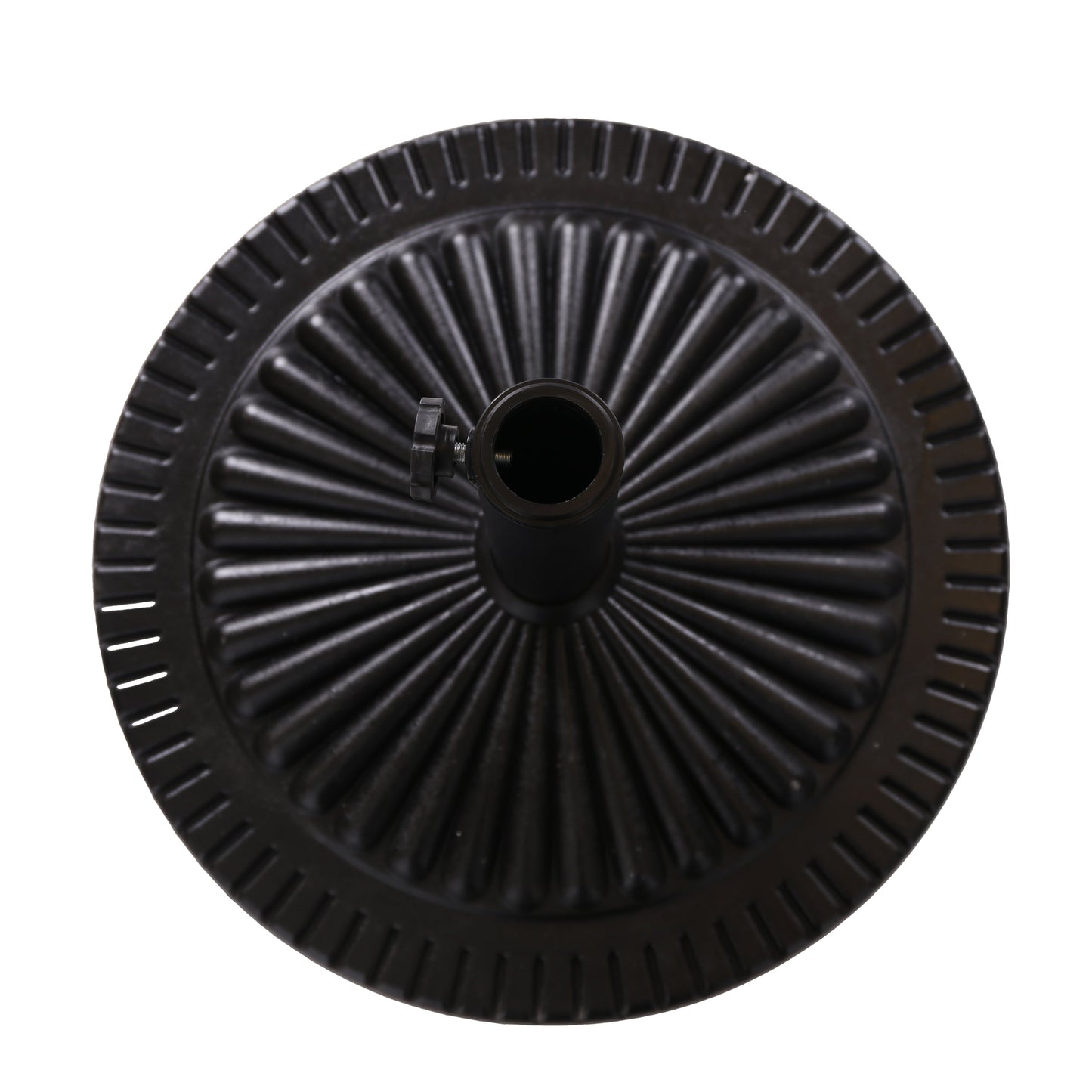 Black Rock Resin Outdoor Umbrella Base with Steel Support in Black Finish