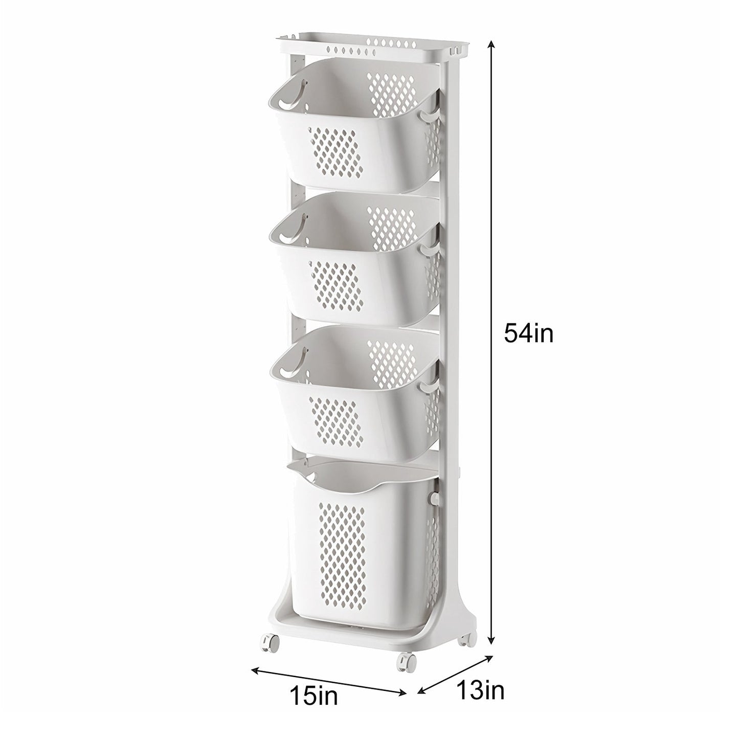 4-Tier Laundry Hamper Sorter with Wheels and Removable Baskets
