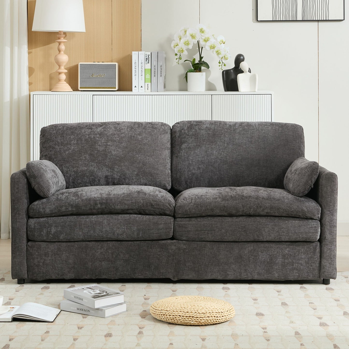 Cozy Upholstered Cushion Loveseat Sofa For Living Room
