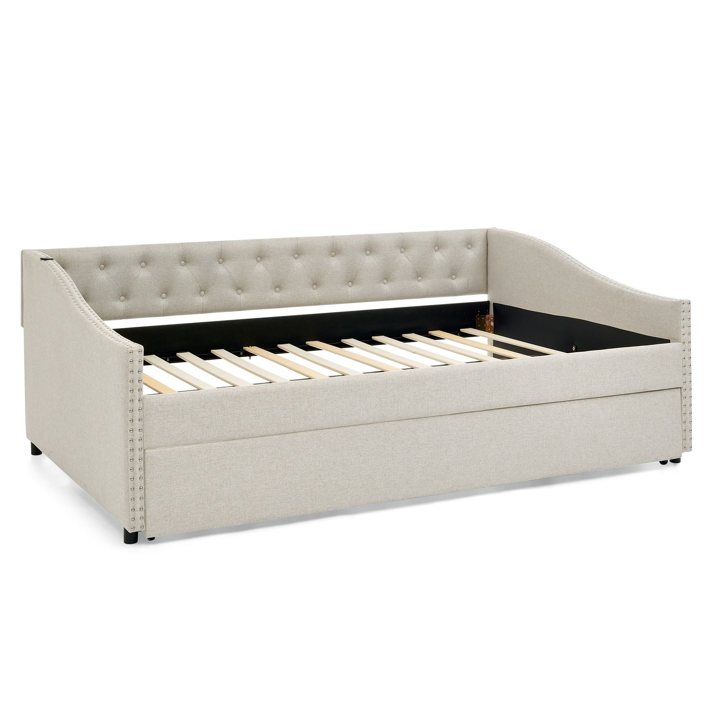Upholstered Daybed With USB Charging & Pull Out Bed
