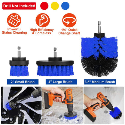3Pcs/Set Drill Brush Power Scrubber Cleaning Brush for Car Carpet Wall Tile Tub Cleaner Combo