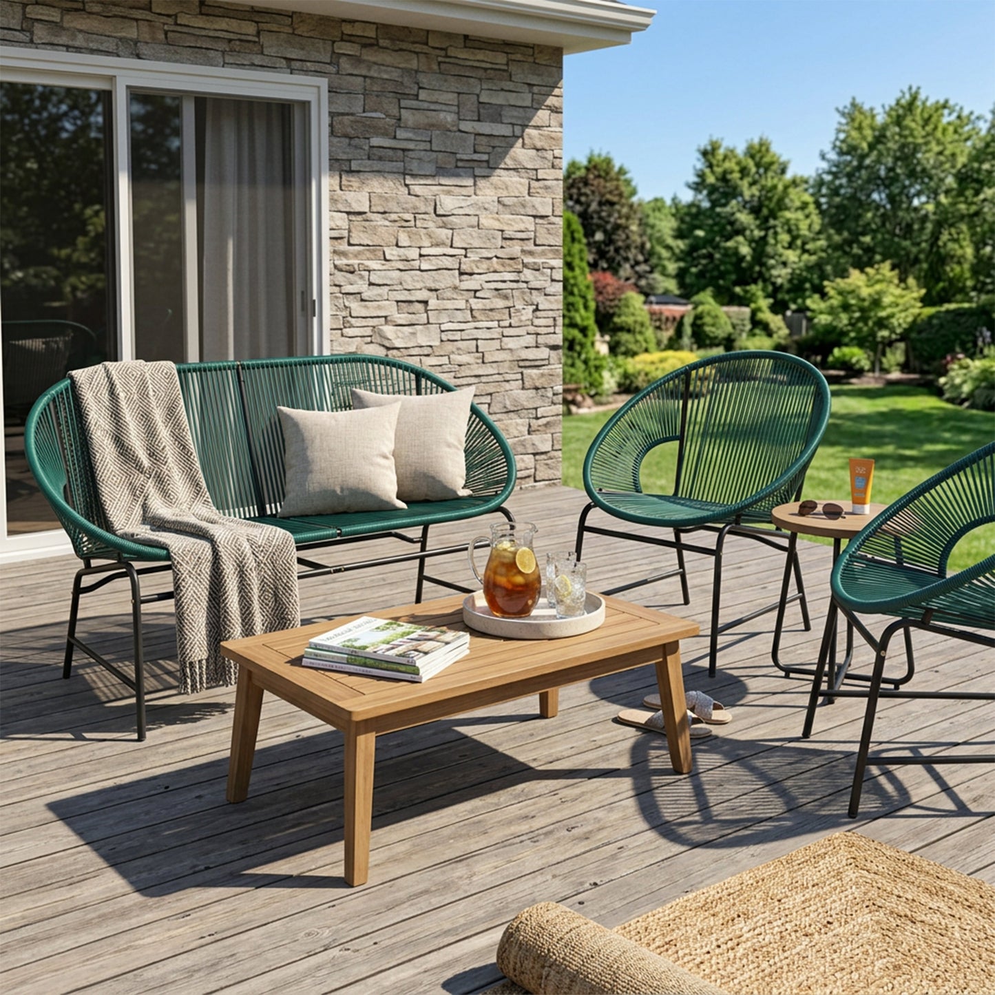 Nusa Outdoor Patio Wicker 3-Piece Chat Set