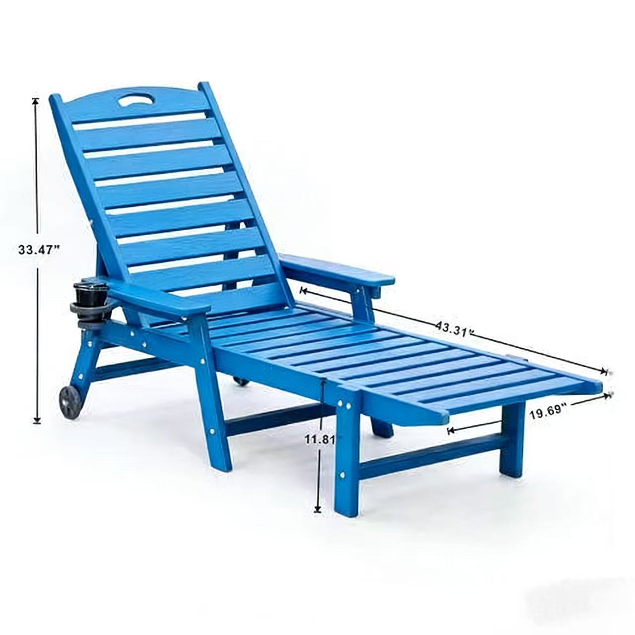 HDPE Chaise Lounge Chair Outdoor with Adjustable Backrest