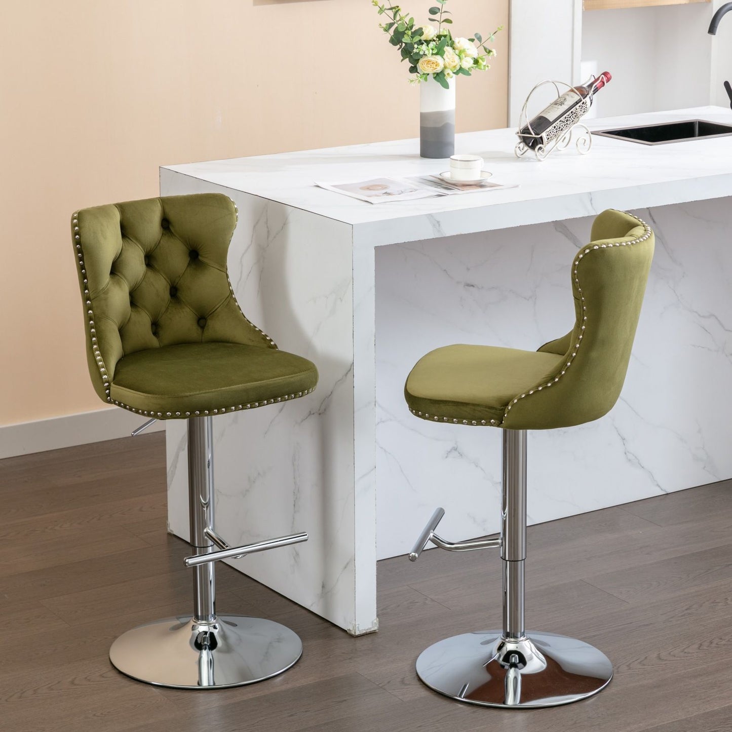 Swivel Adjustable Height Barstools Set of 2