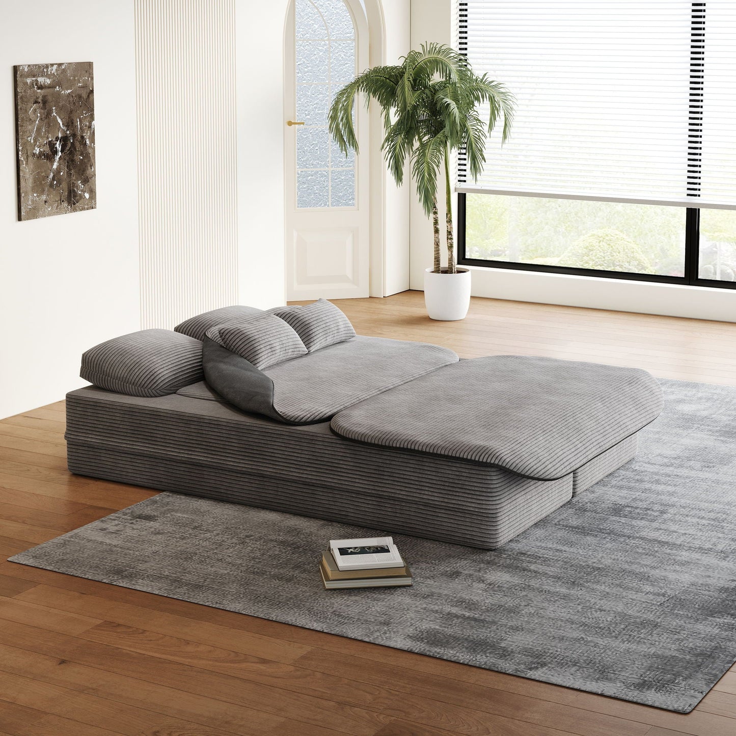 2 In 1 Foldable Sofa Bed With Multi Functional Blanket